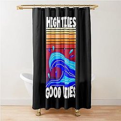 High Tides and Good Vibes, Summer Tides Design Shower Curtain
