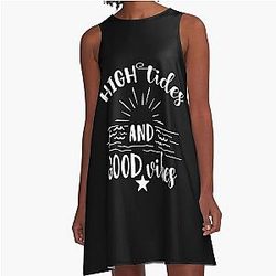 High Tides Good Vibes A-Line Dress