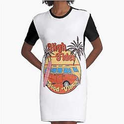 High Tides and Good Vibes Summer T-Shirt Dress