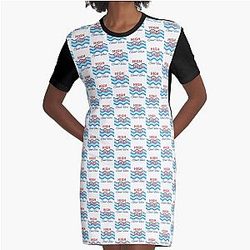 High Tides Good Vibes Tropical Beach Life Graphic T-Shirt Dress