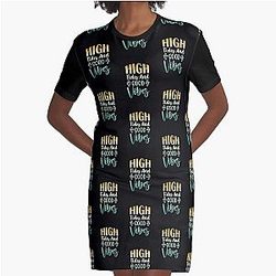 High Tides Good Vibes Graphic T Shirt Dress