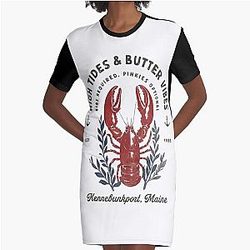 High tides and butter vibes Snazzy Lobster - Funny Seafood Parody Design for Summer Fun Graphic T Shirt Dress