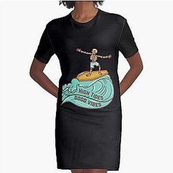 High Tide Good Vibes Graphic T-Shirt Dress