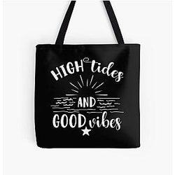 High Tides and Good Vibes All Over Print Tote Bag