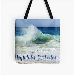 High Tides Good Vibes All Over Print Tote Bag