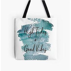 High Tides and Good Vibes All Over Print Tote Bag