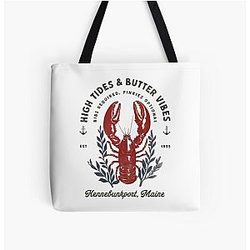 High Tides Butter Vibes Snazzy Lobster Funny Seafood Parody Design Summer Fun All Over Print Tote Bag