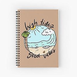 High Tides Good Vibes Unique Adventure Beach Ocean Sunshine Spiral Notebook