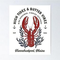 high tides and Snazzy Lobster - Funny Seafood Parody Design for Summer Fun Poster