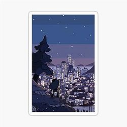 Hilda's view of Trolberg at Night Sticker