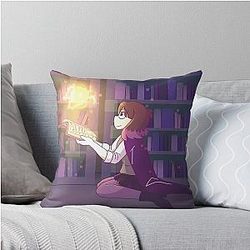 Hilda and Kaisa the Librarian Witch Throw Pillow