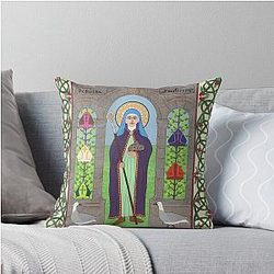 Icon of St Hilda Throw Pillow