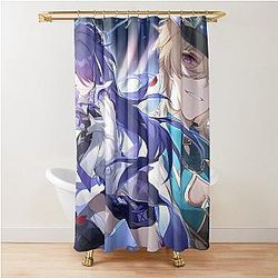 Acheron y Aventurine - Honkai: Star Rail Shower Curtain