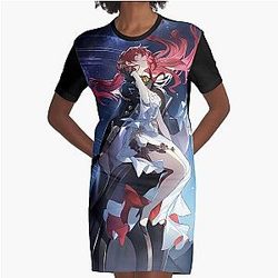 Noite na Via Láctea • Himeko • Honkai Star Rail Vestido de t-shirt gráfico Cone luz