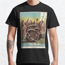 Howl's Moving Castle Tシャツ - ビンテージ howl's moving castle ポスター クラシック T シャツ RB2507 [ID927]
