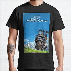 Howl's Moving Castle Tシャツ - Howl's Moving Castle ポスター古典的なTシャツRB2507 [ID926]