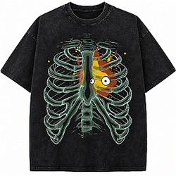 Calcifer PTTT1107 Washed  Howl's Moving Castle T-Shirts