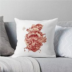 Howl's Moving Castle Pillows - howl's moving castle in red Throw Pillow RB2507 [ID697]