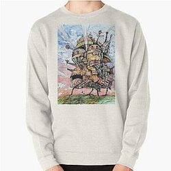 Howl's Moving Castle Sweatshirts - Howl's Howl's Moving Castle ink and watercolor drawing Pullover Sweatshirt RB2507 [ID821]