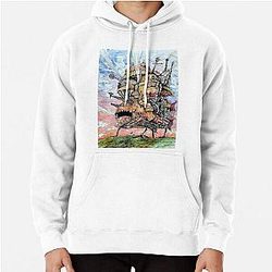 Howl's Moving Castle パーカー - Howl's Howl's Moving Castle インクと水彩画プルオーバーパーカーRB2507 [ID875]