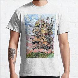 Howl's Moving Castle T-Shirts - Howl's Howl's Moving Castle ink and watercolor drawing Classic T-Shirt RB2507 [ID928]