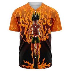 HxH Merch - Gon Freecss Fire 3D Baseball Jersey