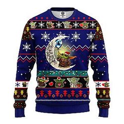 Cute Baby Yoda Ugly Christmas Sweater Blue – Perfect Holiday Gift