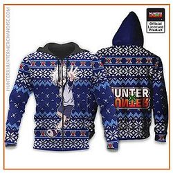 HxH Merch: Zoldyck Killua Ugly Christmas Zipped Hoodie Xmas