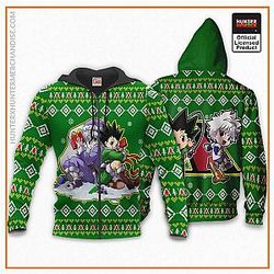 HxH Merch: Gon Freecss &amp; Zoldyck Killua Ugly Christmas Zipped Hoodie Xmas