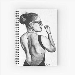 A Woman Who Ate Ilona Maher Charcoal Drawing Spiral Notebook