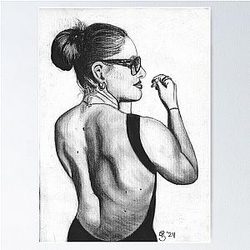 A Woman Who Ate Charcoal Drawing Poster