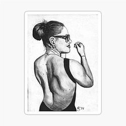 A Woman Who Ate Ilona Maher Charcoal Drawing Sticker