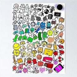 BFDI Inanimate Insanity All Characters (Transparent) Poster