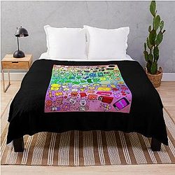 BFDI Inanimate Insanity All Characters (Rainbow) Throw Blanket