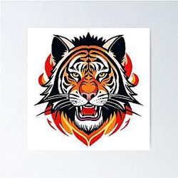 Tiger in Flames Design Poster RB0712