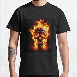 Skull in Flames Classic T Shirt RB0712