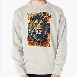 Lion head in flames Design Pullover Sweatshirt RB0712