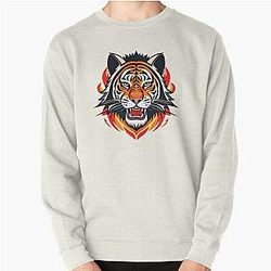 Tiger in Flames Design Pullover Sweatshirt RB0712