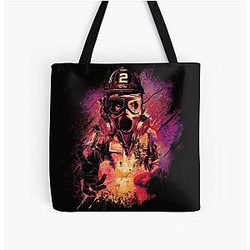 Firefighter in flames All Over Print Tote Bag RB0712
