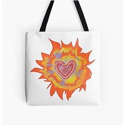 Heart in Flames All Over Print Tote Bag RB0712