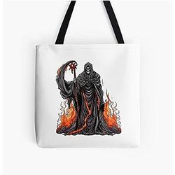 Grim Reaper in Flames All Over Print Tote Bag RB0712