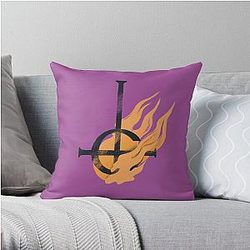 Grucifix in flames and violet Throw Pillow RB0712