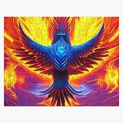 Blue Bodied Phoenix in Flames Jigsaw Puzzle RB0712