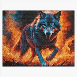 Wolf engulfed in flames  Jigsaw Puzzle RB0712