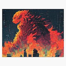 Dinosaur in a city in flames Jigsaw Puzzle RB0712