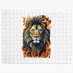 Lion head in flames Design Jigsaw Puzzle RB0712