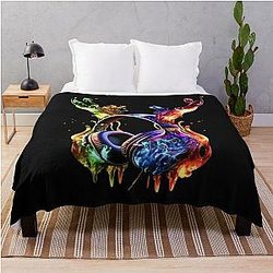 headphones in flames   Throw Blanket RB0712