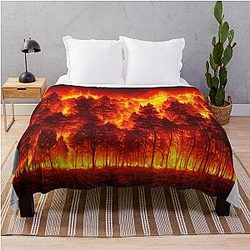 Forest covered in flames Throw Blanket RB0712