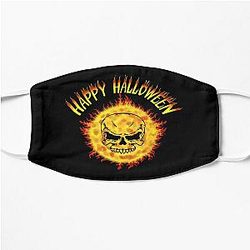 Happy Halloween In Flames   Happy Halloween In Flames Font Flat Mask RB0712