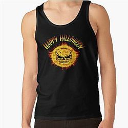 Happy Halloween In Flames   Happy Halloween In Flames Font Tank Top RB0712